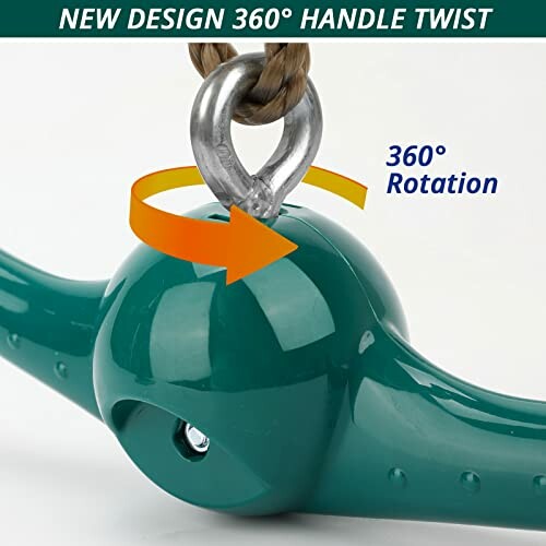 Green handle with 360-degree rotation feature and metal loop.