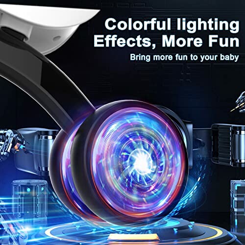 Headphones with colorful lighting effects for enhanced fun.