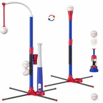 Children's adjustable baseball training set with stand and balls