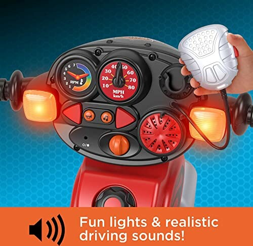 Toy dashboard with lights and sound for kids.