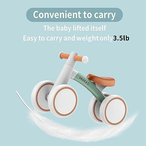 Lightweight baby balance bike with 3.5lb weight.
