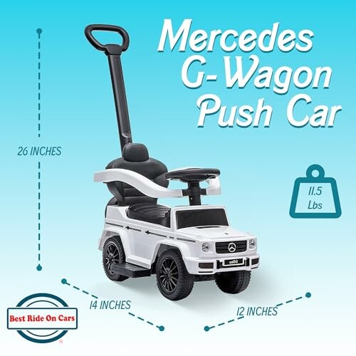 Mercedes G-Wagon push car with dimensions and weight.