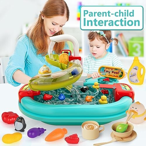 Play Sink with Running Water, 3-in-1 Toddler Kitchen Toy