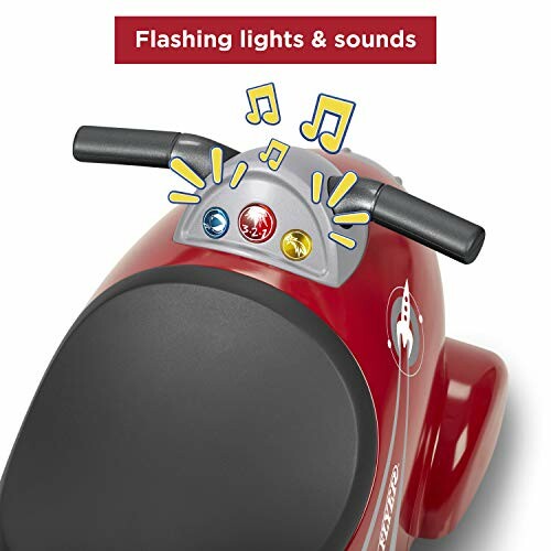 Red ride-on toy with flashing lights and sounds