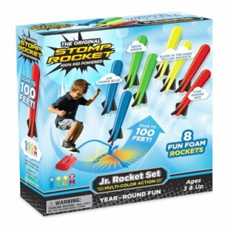 Stomp Rocket Jr. Rocket Set with multi-color foam rockets.