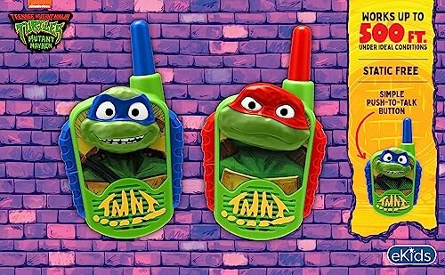 Teenage Mutant Ninja Turtles walkie talkies with character faces.