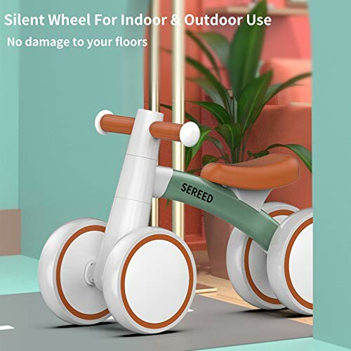 Toddler balance bike with silent wheels for indoor and outdoor use, featuring a modern design.