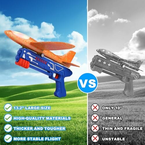 Comparison of toy planes with different sizes and materials.