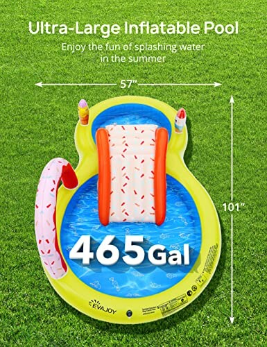 Ultra-large inflatable pool with slide and 465-gallon capacity on grass