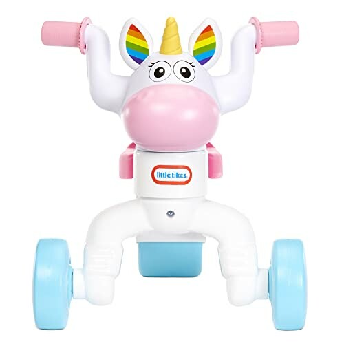 Unicorn-themed toddler tricycle with pink and blue accents